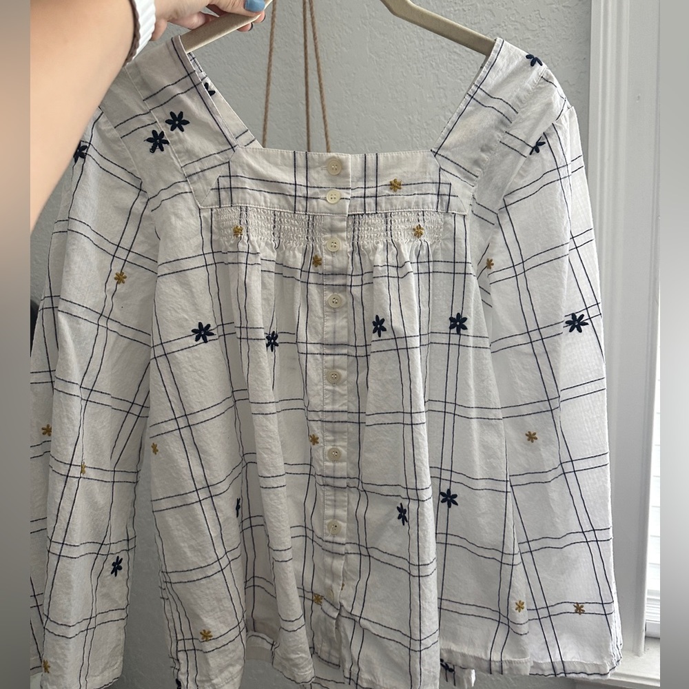 NWOT Madewell Floral White Blouse